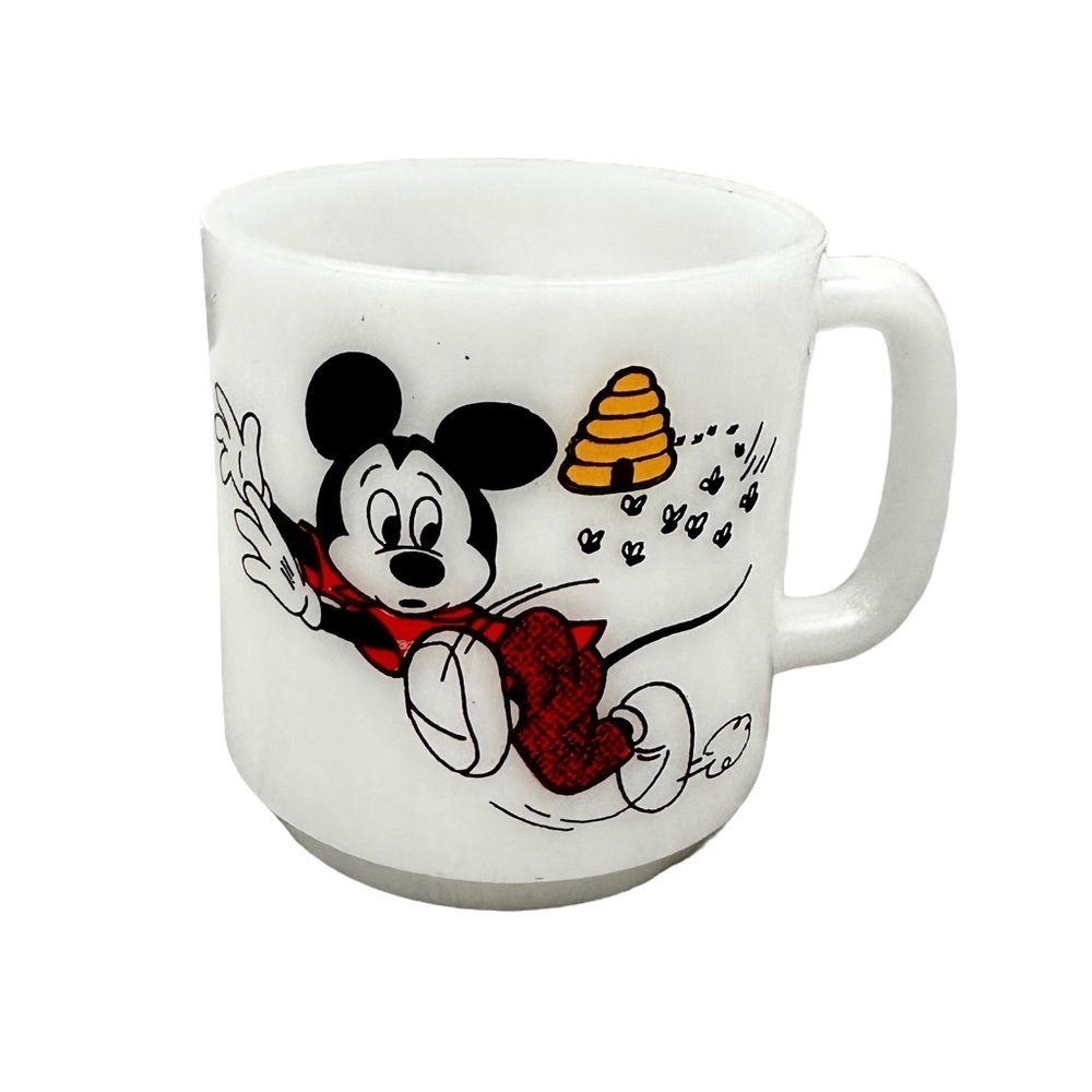 Vintage Mickey Mouse Club ‘Mickey and Bees’ Milk Glass Mug